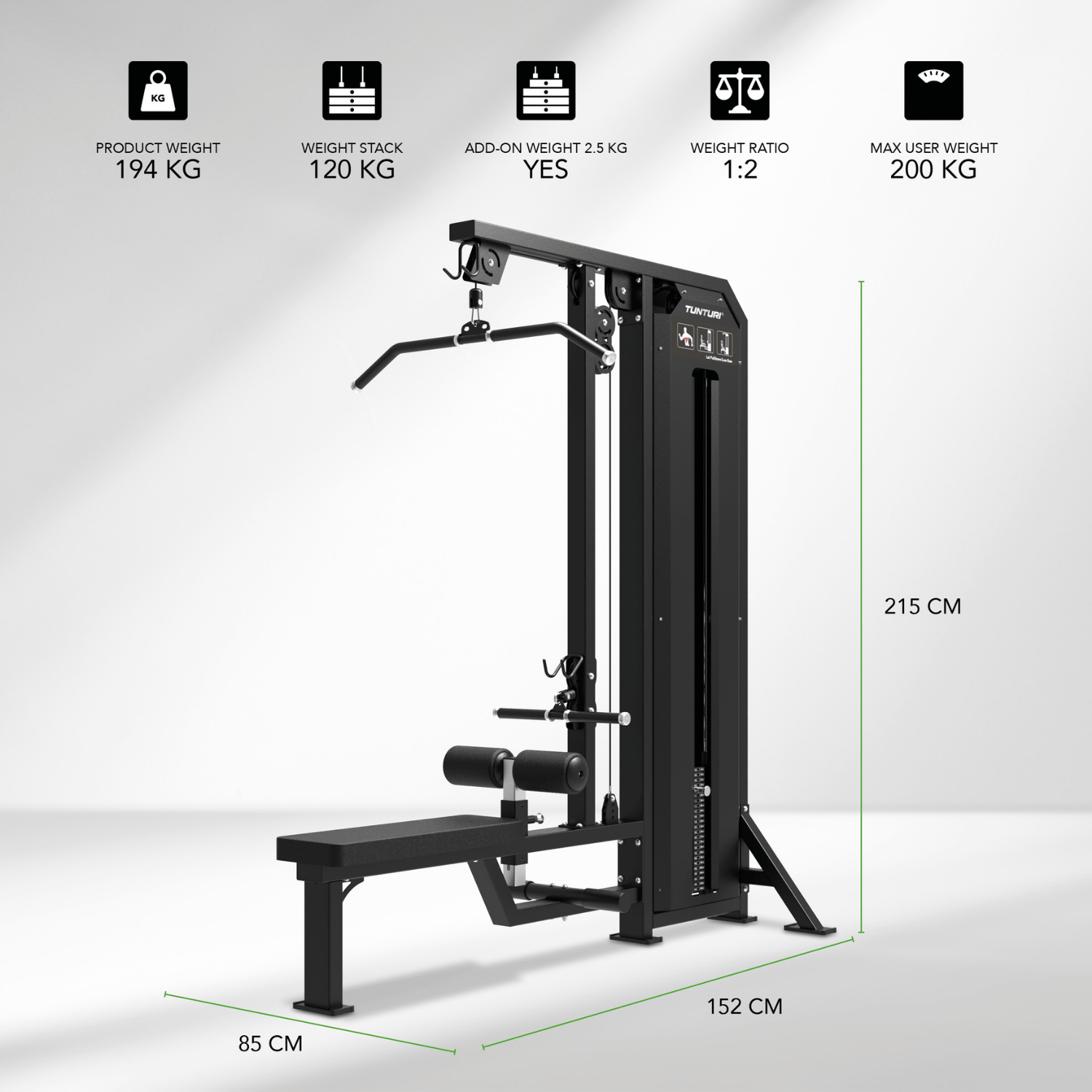 Tunturi Platinum - V-Series Dual Lat Pulldown & Low Row – Image 5